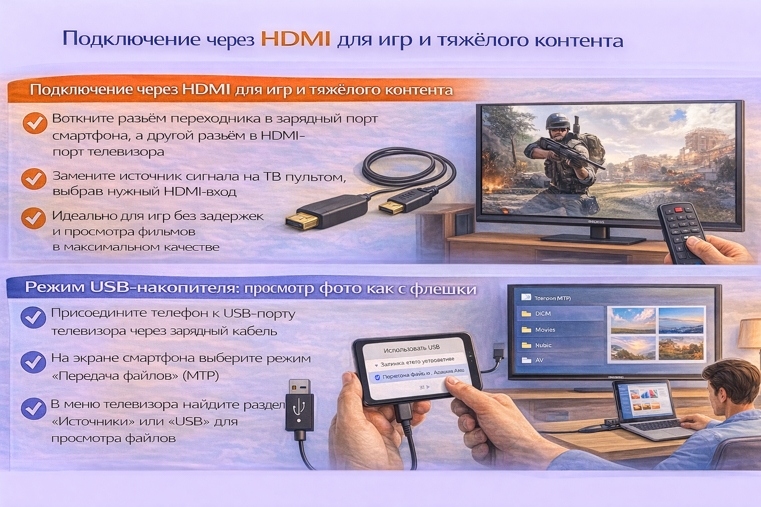 Варианты вывода на монитор