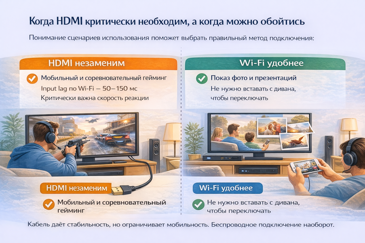 Когда кабель, когда вай-фай