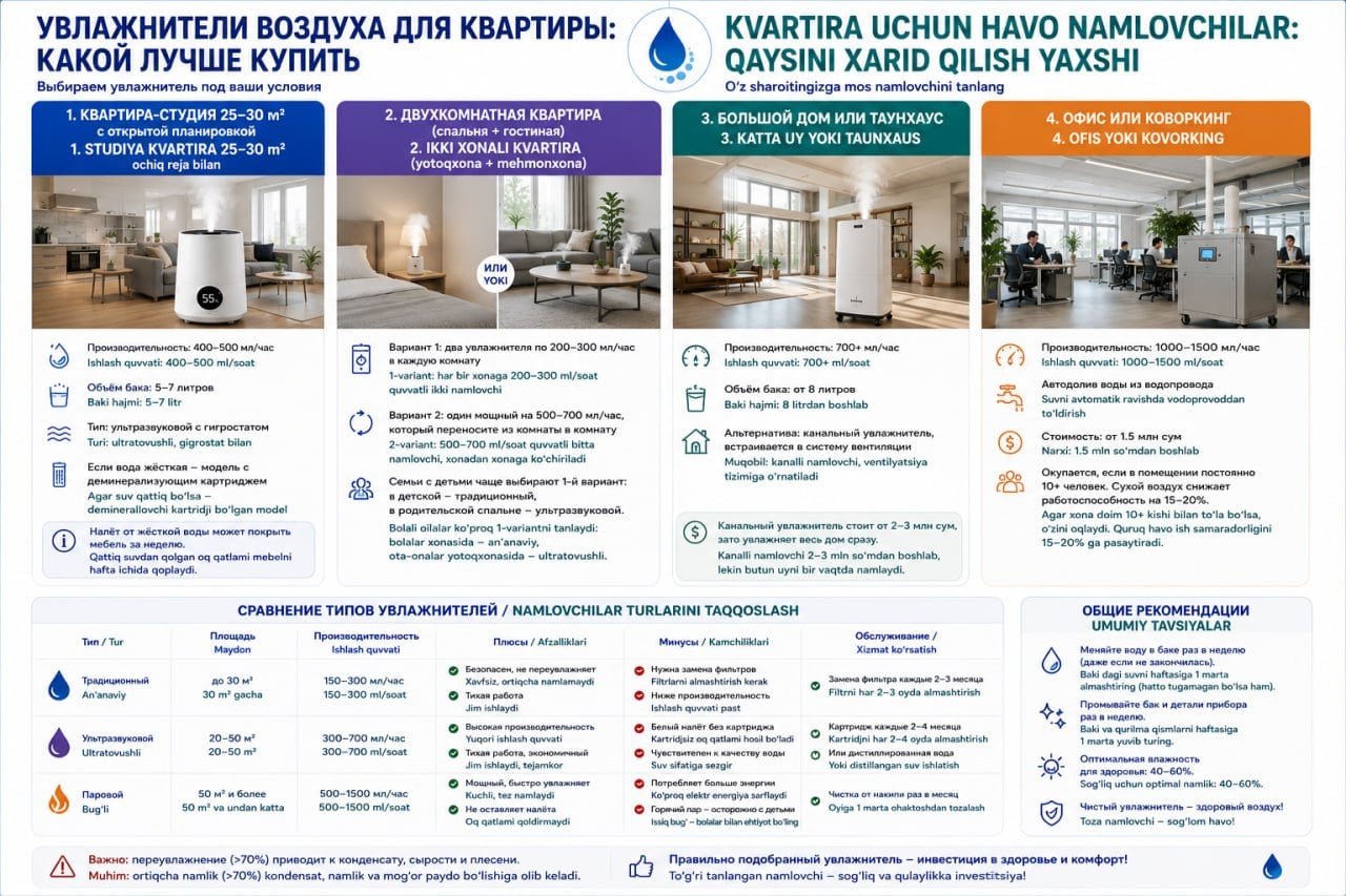 какой увлажнитель выбрать для квартиры