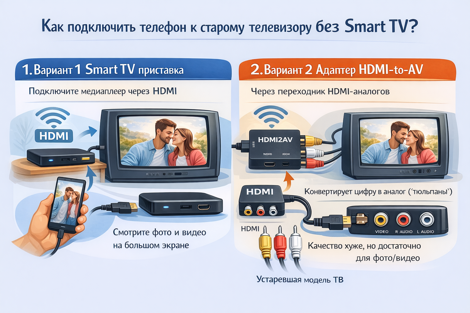 Как смотреть видео с телефона на старом ТВ без смарт TV?